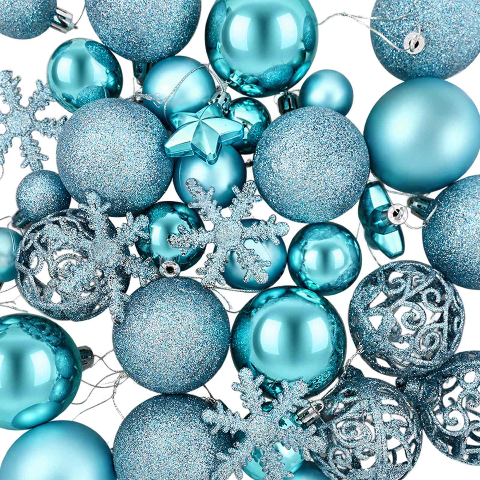 Set di Palline di Natale 111 pz Turchese 6 cm Polistirolo
