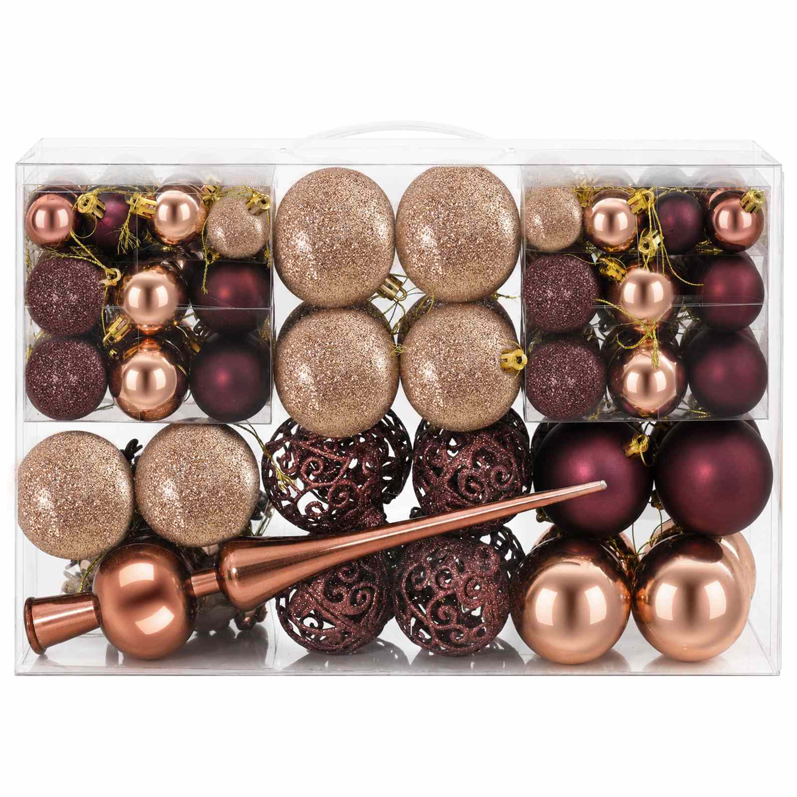 Set di Palline di Natale 111 pz Champagne e marrone 6 cm