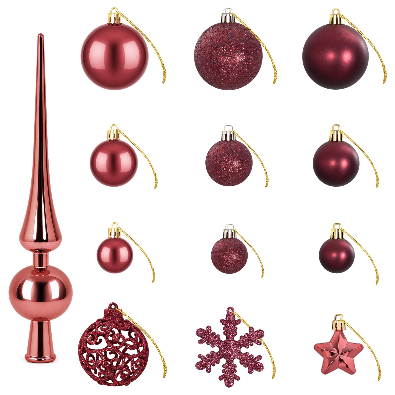 Set di Palline di Natale 111 pz Rosso Vino 6 cm Polistirolo
