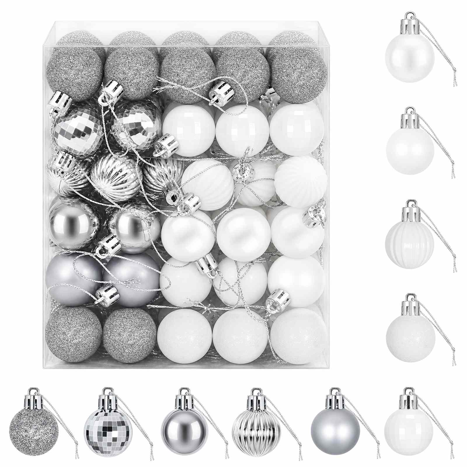 Set di Palline di Natale 150 pz Bianco e Grigio 3 cm