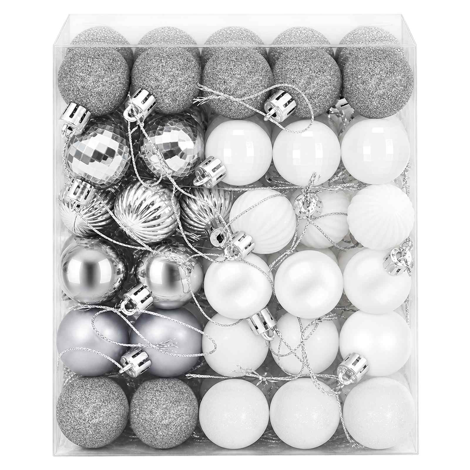 Set di Palline di Natale 150 pz Bianco e Grigio 3 cm