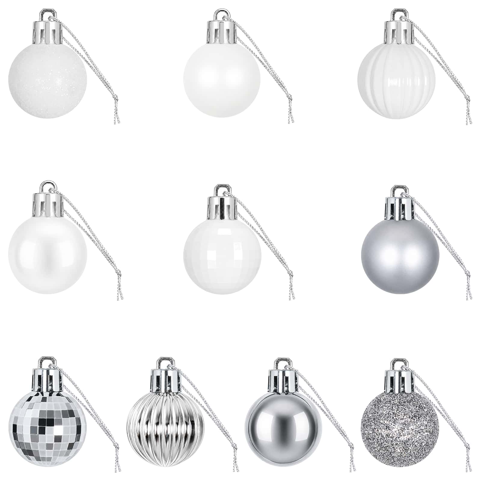 Set di Palline di Natale 150 pz Bianco e Grigio 3 cm