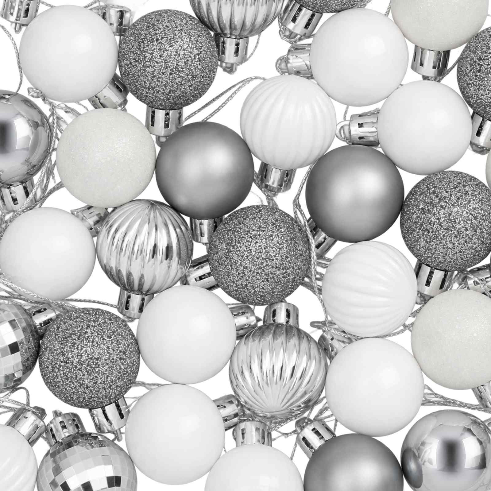Set di Palline di Natale 150 pz Bianco e Grigio 3 cm