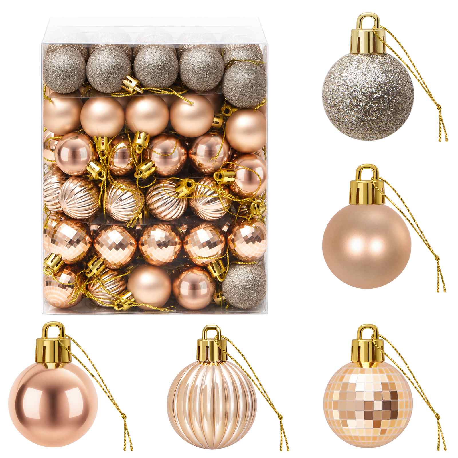 Set di Palline di Natale 150 pz Oro rosa 3 cm Polistirolo