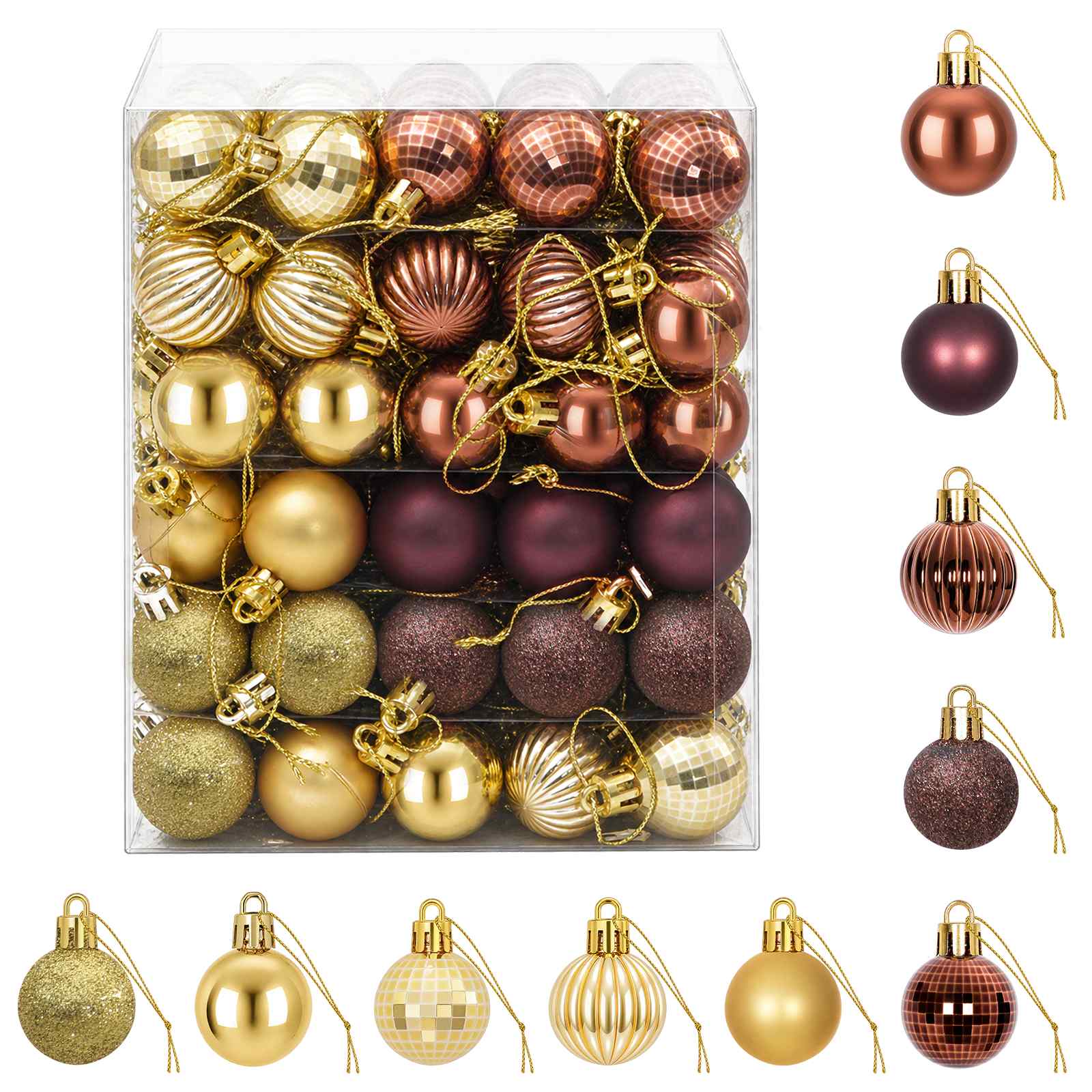 Set di Palline di Natale 150 pz Marrone e oro 3 cm Polistirolo