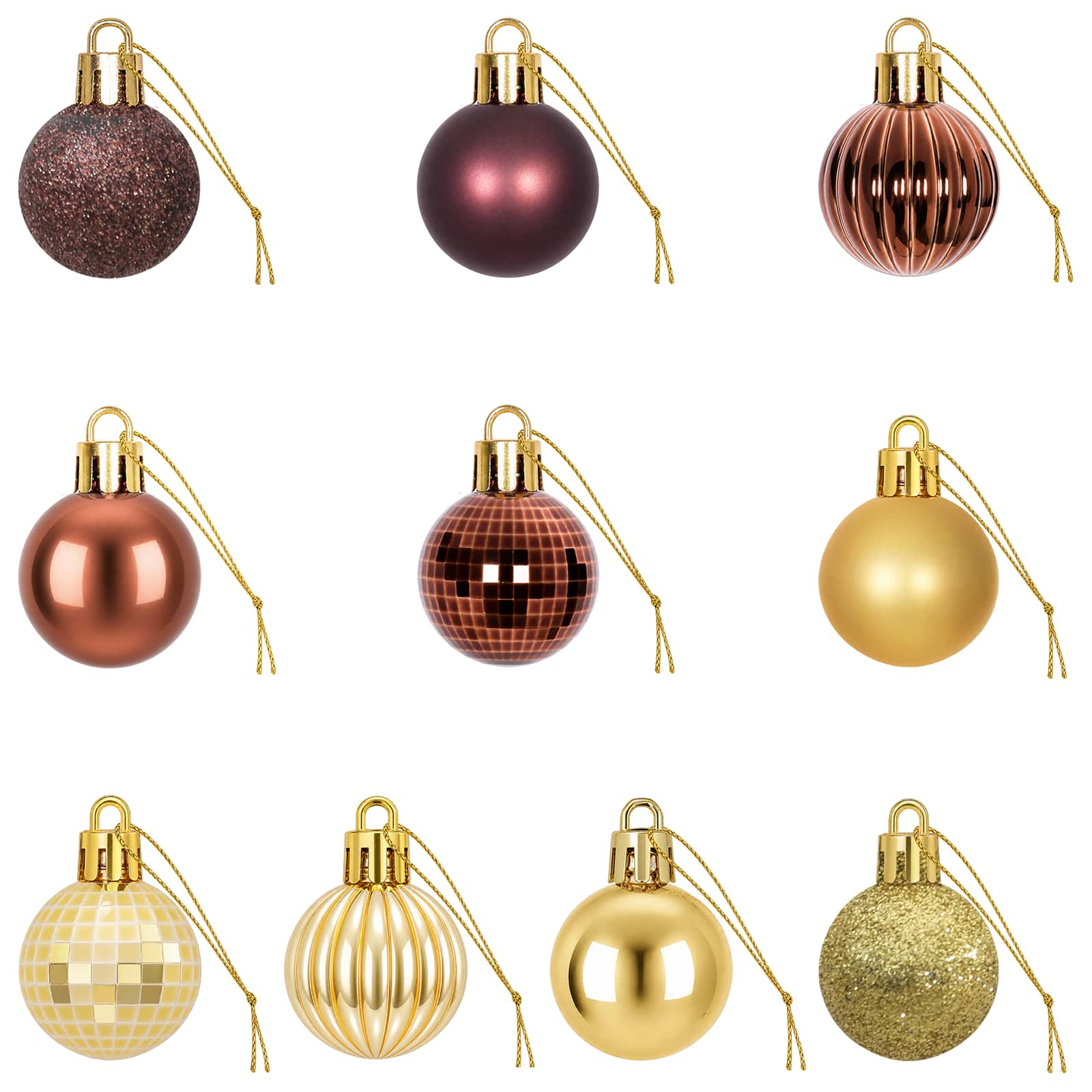 Set di Palline di Natale 150 pz Marrone e oro 3 cm Polistirolo