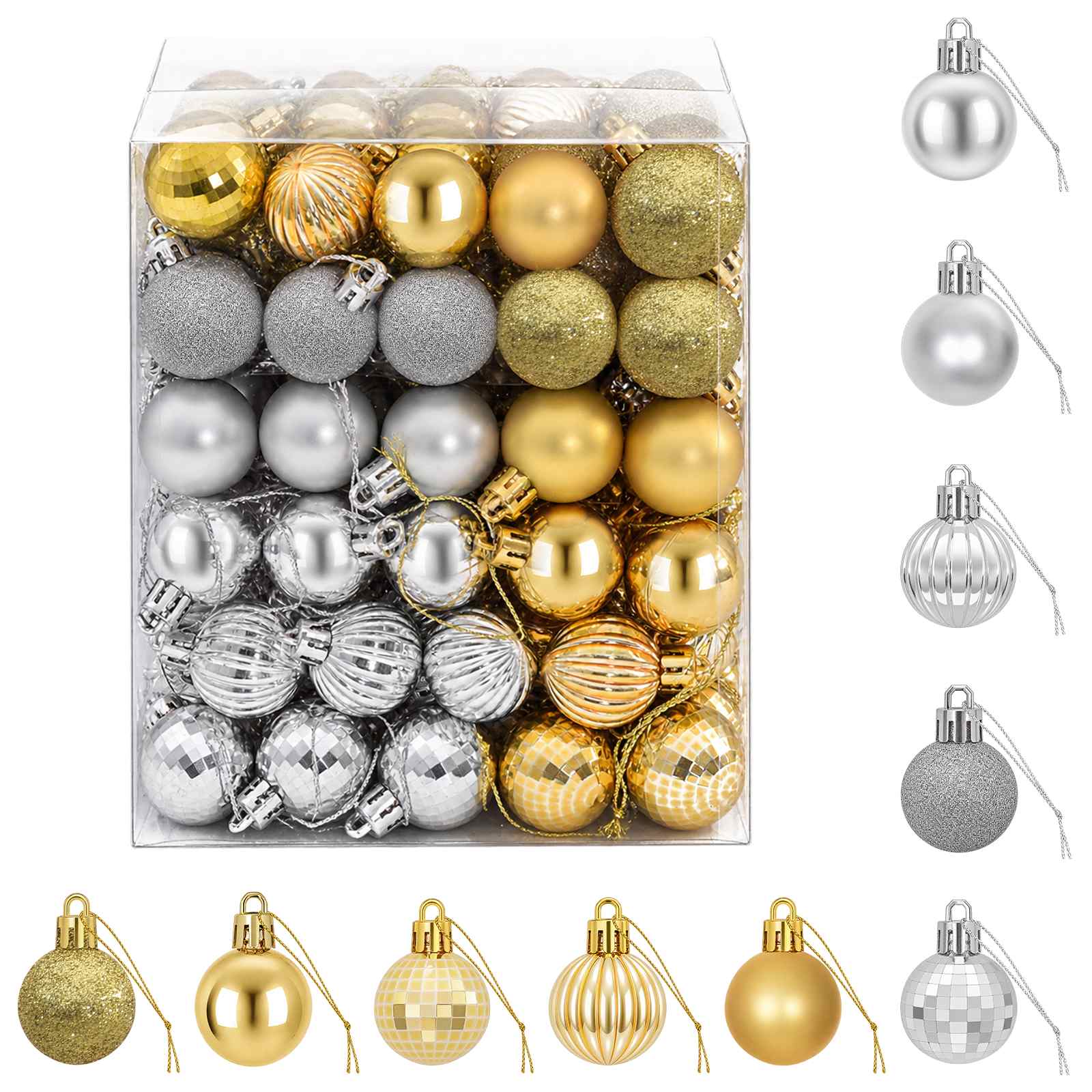 Set di Palline di Natale 150 pz Argento e oro 3 cm Polistirolo
