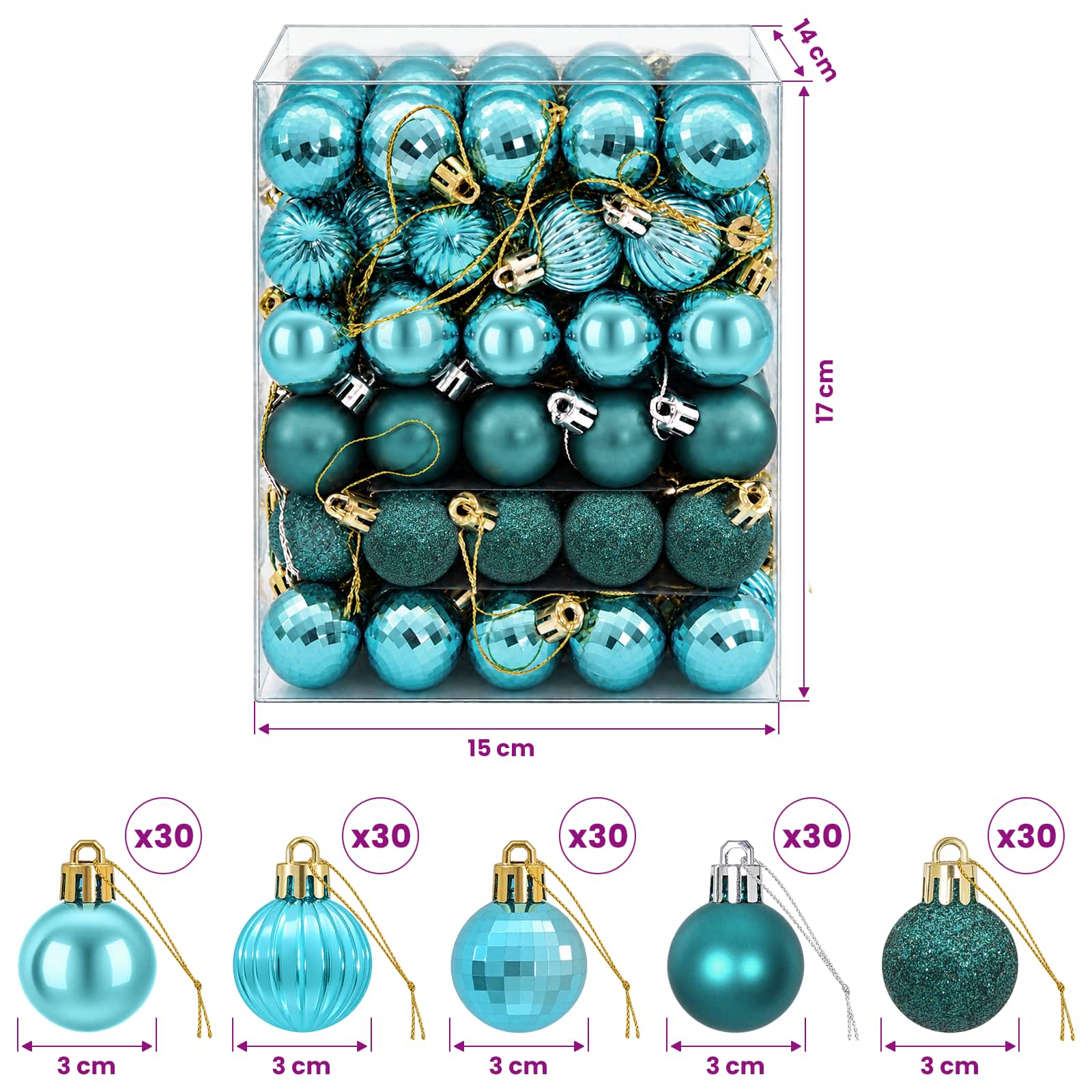 Set di Palline di Natale 150 pz Verde 3 cm Polistirolo