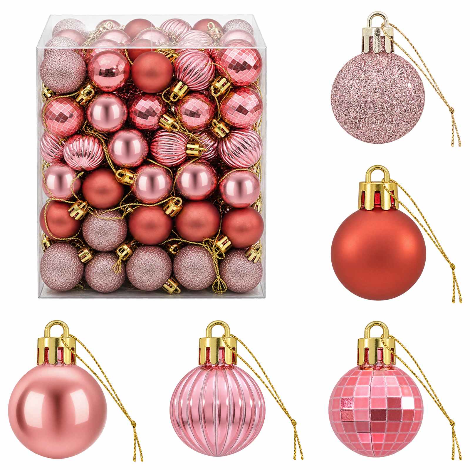 Set di Palline di Natale 150 pz Rosa e rosé 3 cm Polistirolo