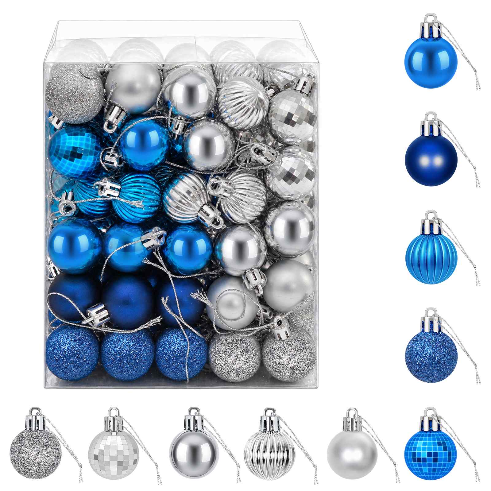 Set di Palline di Natale 150 pz Blu e argento 3 cm Polistirolo