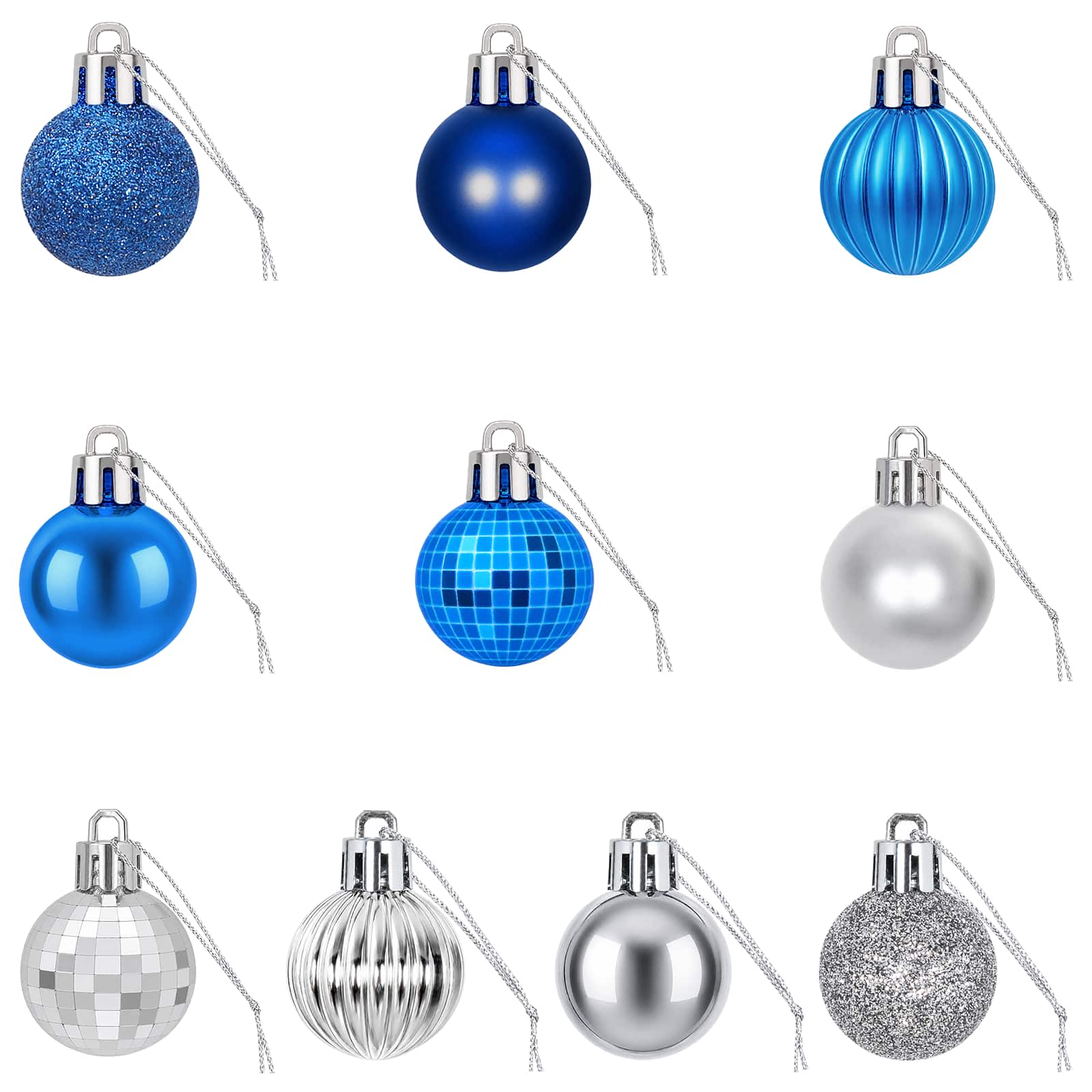 Set di Palline di Natale 150 pz Blu e argento 3 cm Polistirolo