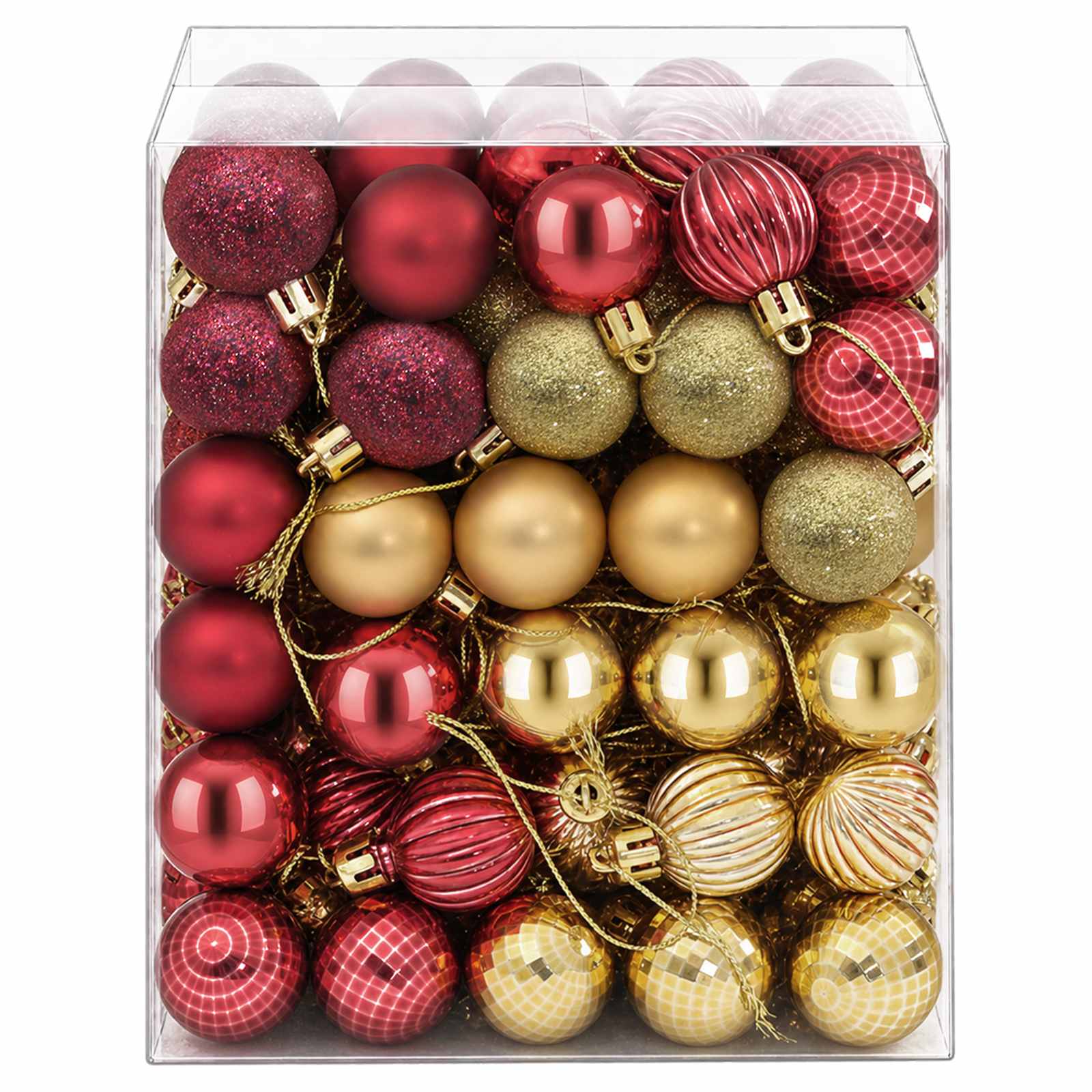 Set di Palline di Natale 150 pz Oro e rosso vino 3 cm
