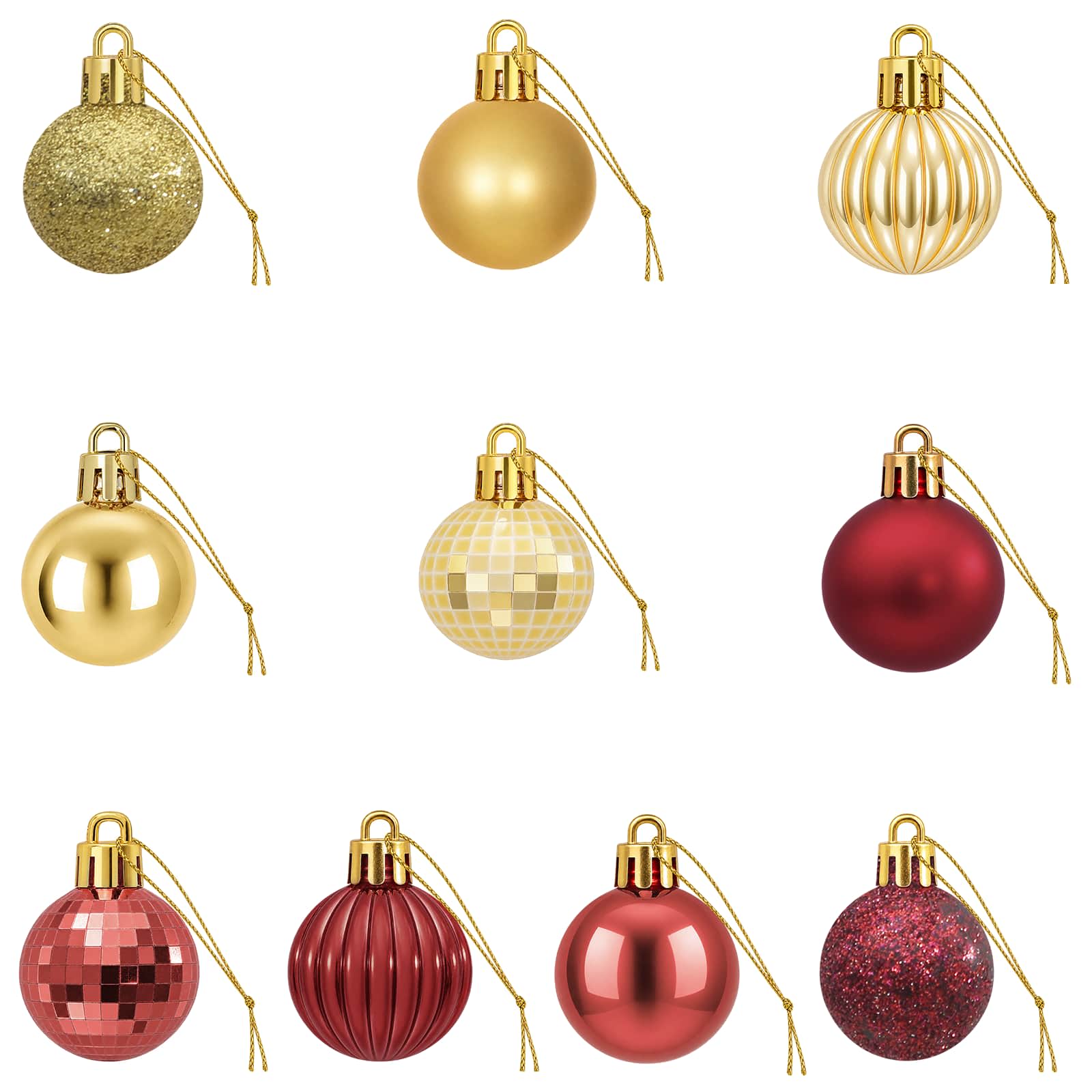 Set di Palline di Natale 150 pz Oro e rosso vino 3 cm