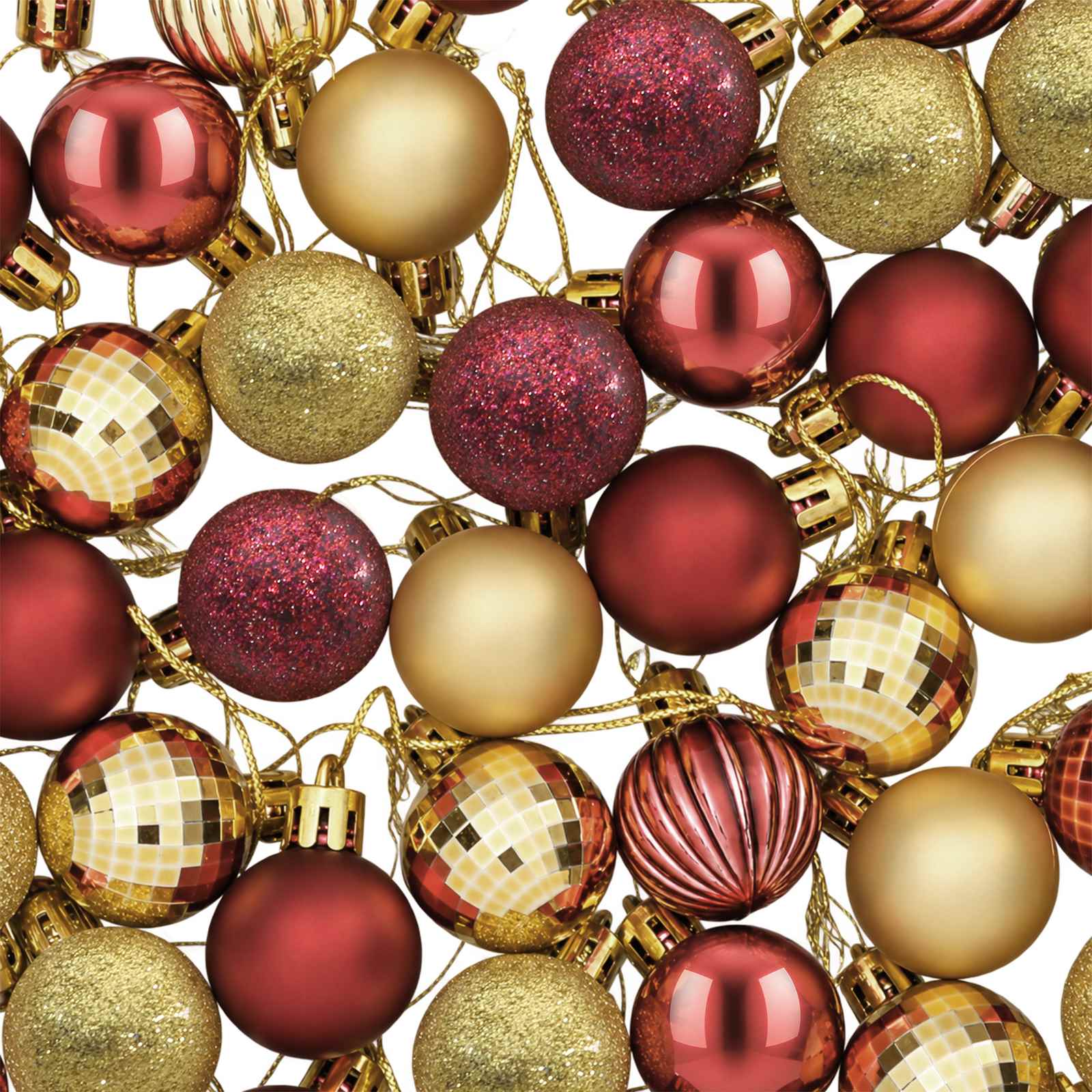Set di Palline di Natale 150 pz Oro e rosso vino 3 cm
