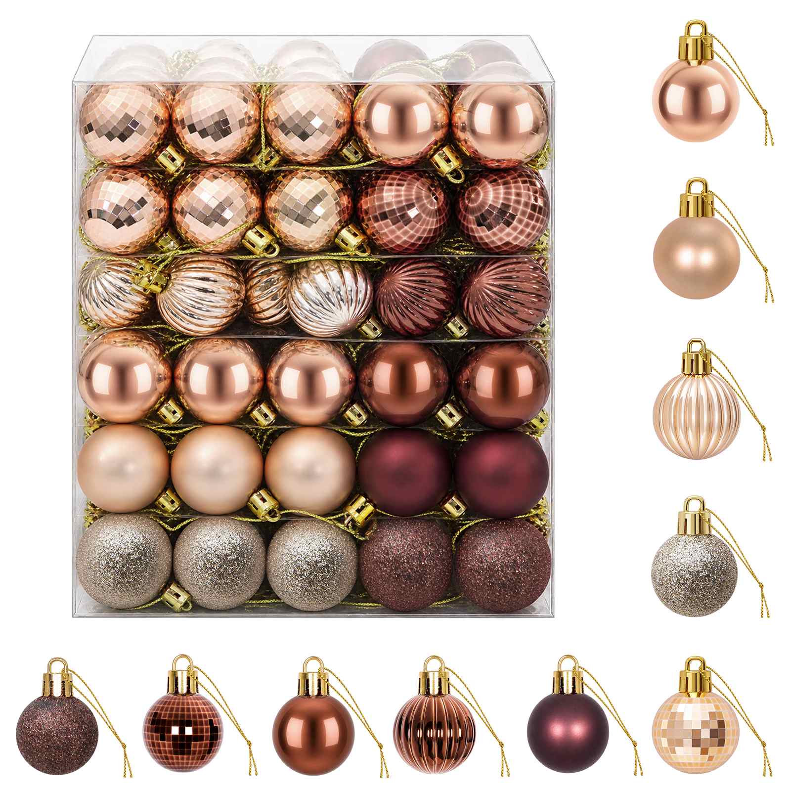 Set di Palline di Natale 150 pz Champagne e marrone 3 cm