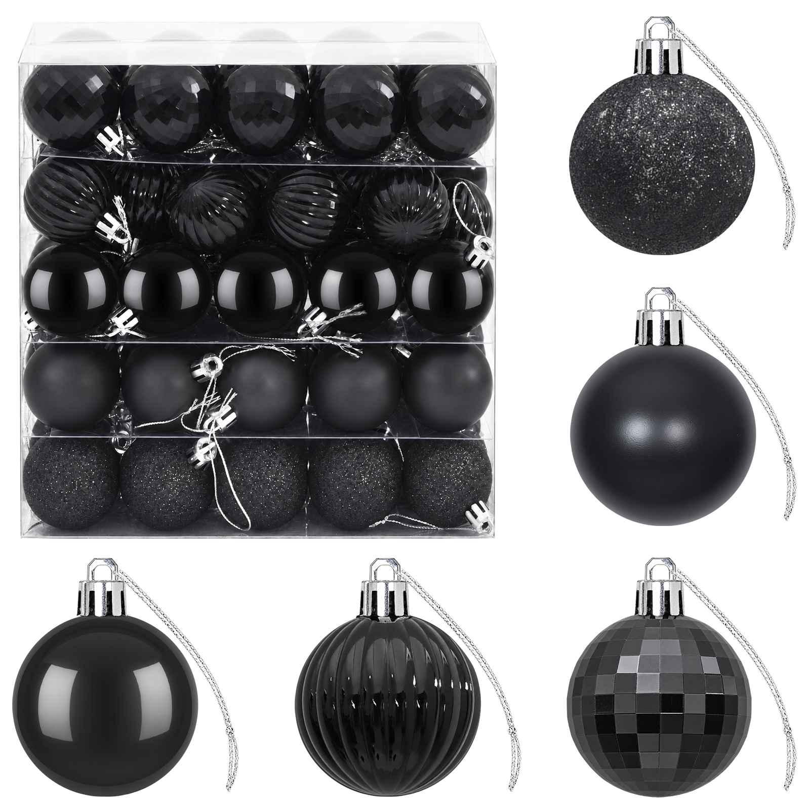 Set di Palline di Natale 100 pz Nero 4 cm Polistirolo