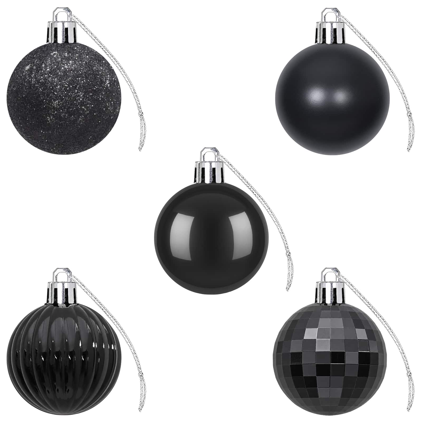 Set di Palline di Natale 100 pz Nero 4 cm Polistirolo