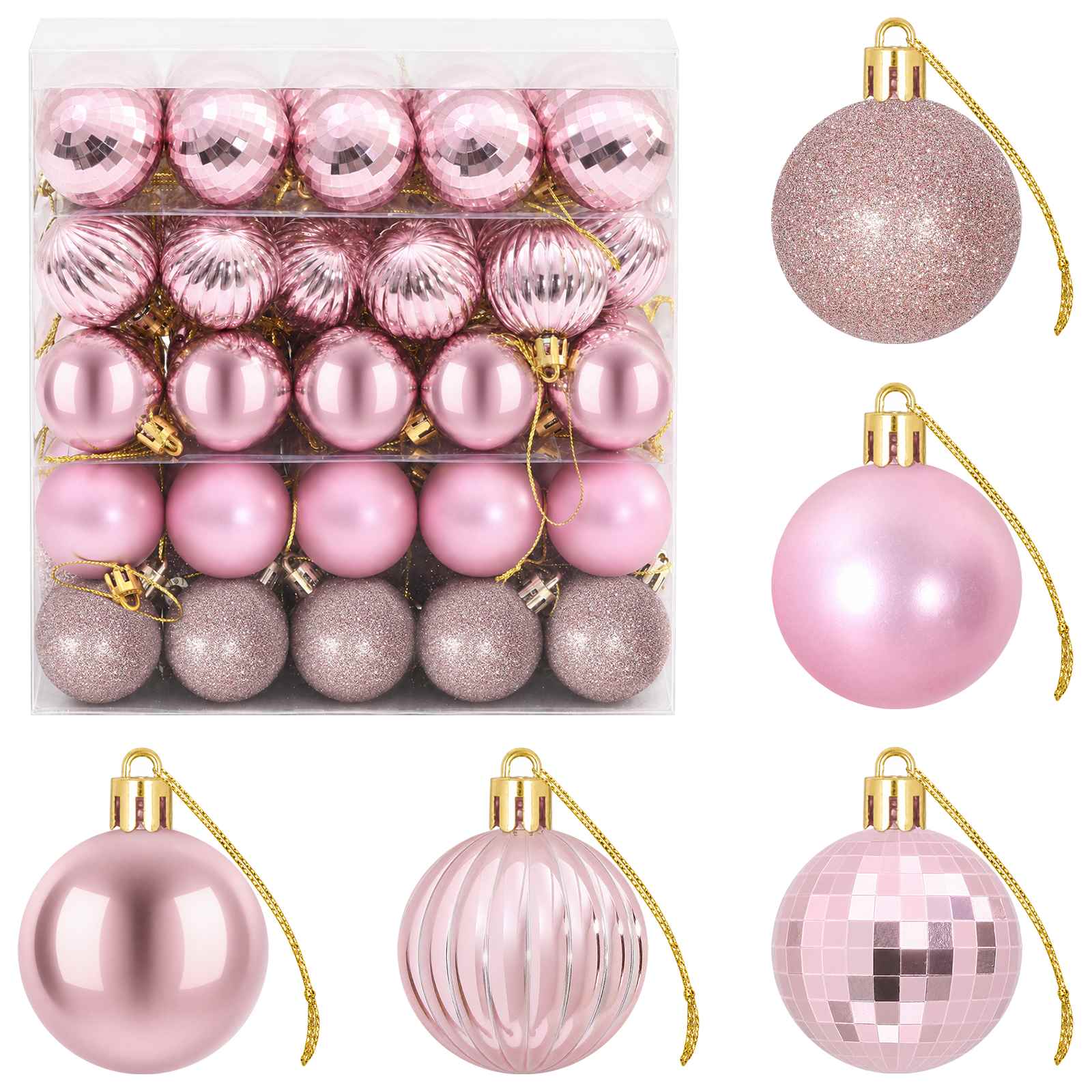 Set di Palline di Natale 100 pz Rosa 4 cm Polistirolo