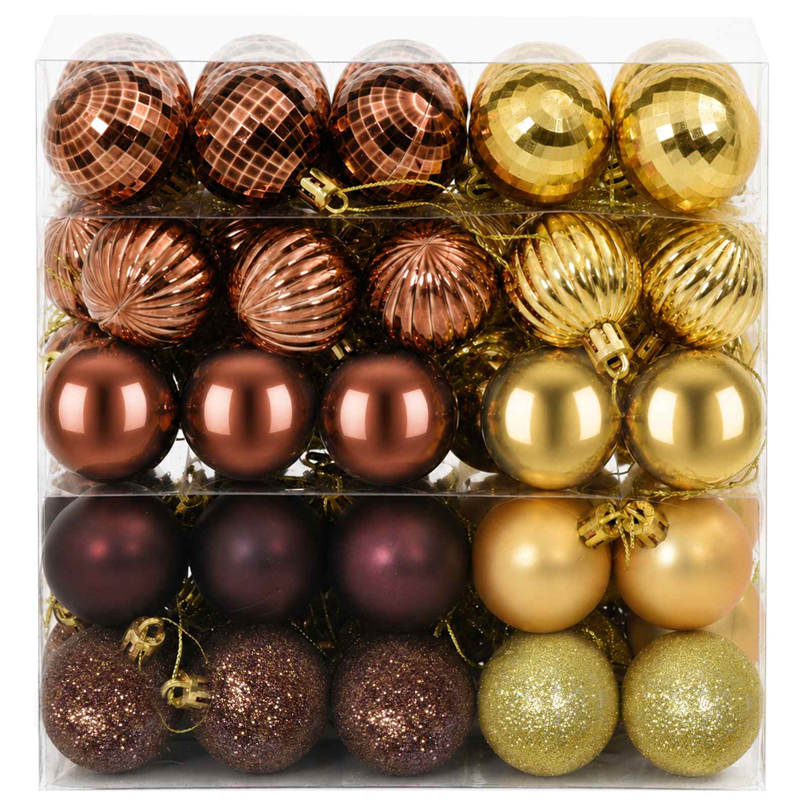 Set di Palline di Natale 100 pz Marrone e oro 4 cm Polistirolo