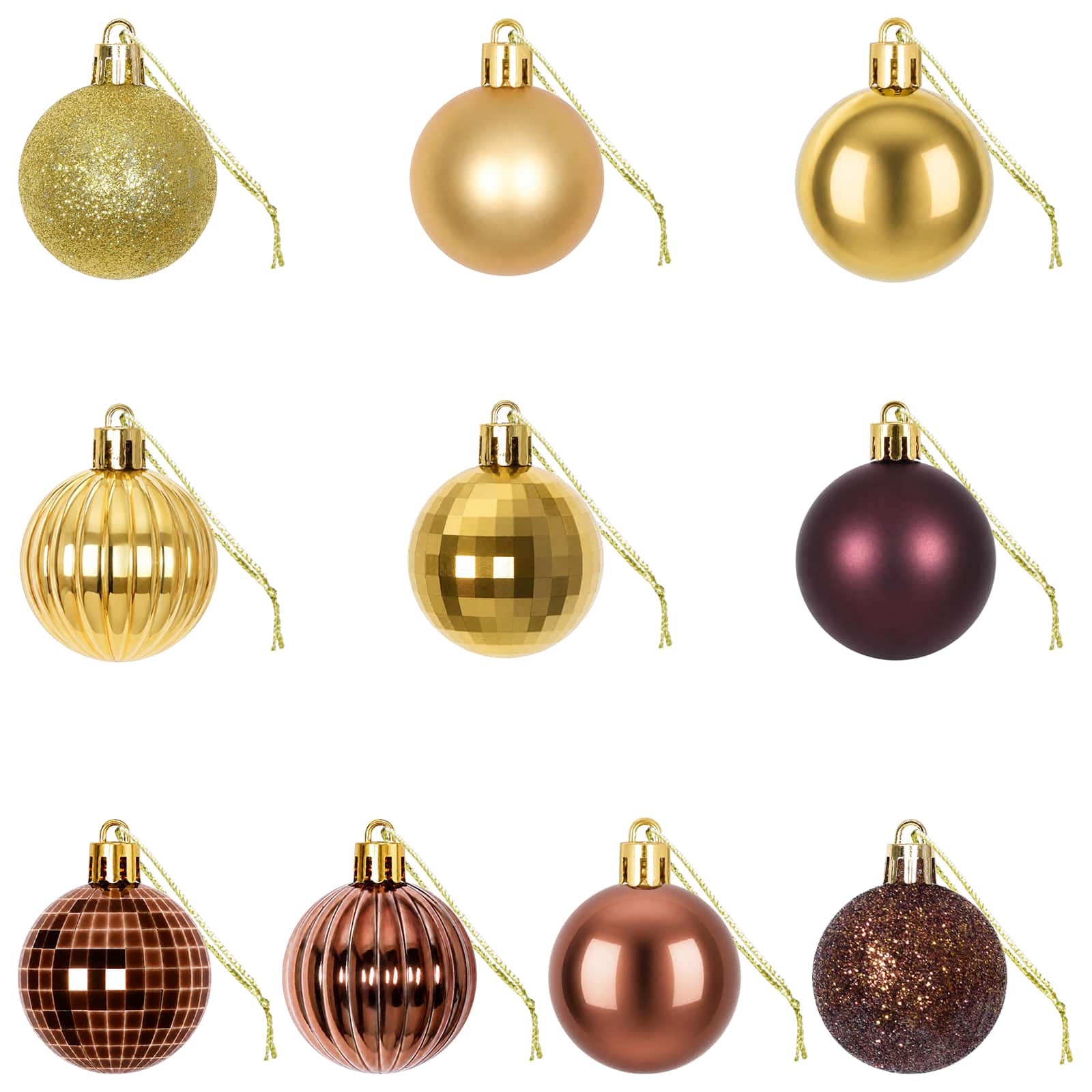 Set di Palline di Natale 100 pz Marrone e oro 4 cm Polistirolo
