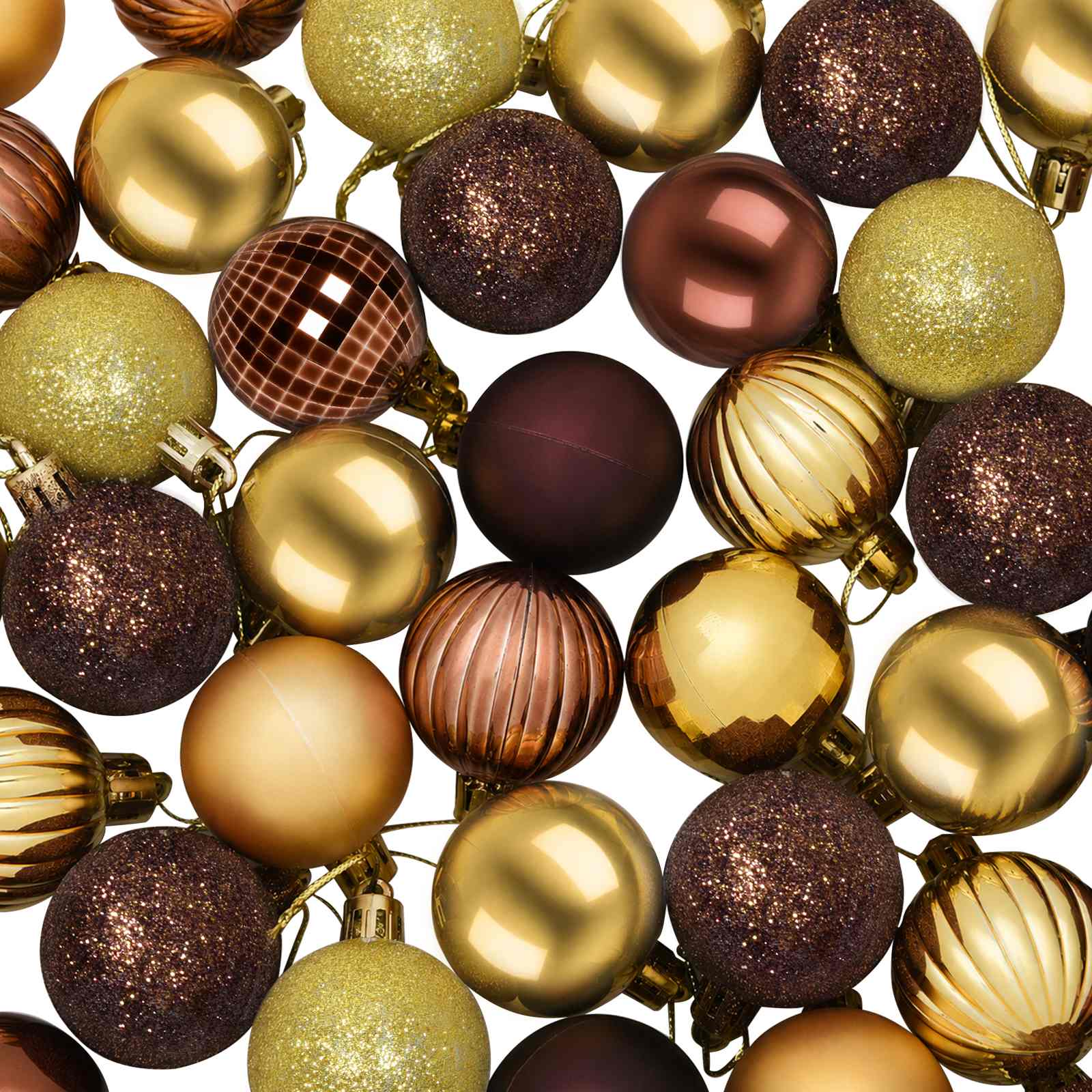 Set di Palline di Natale 100 pz Marrone e oro 4 cm Polistirolo