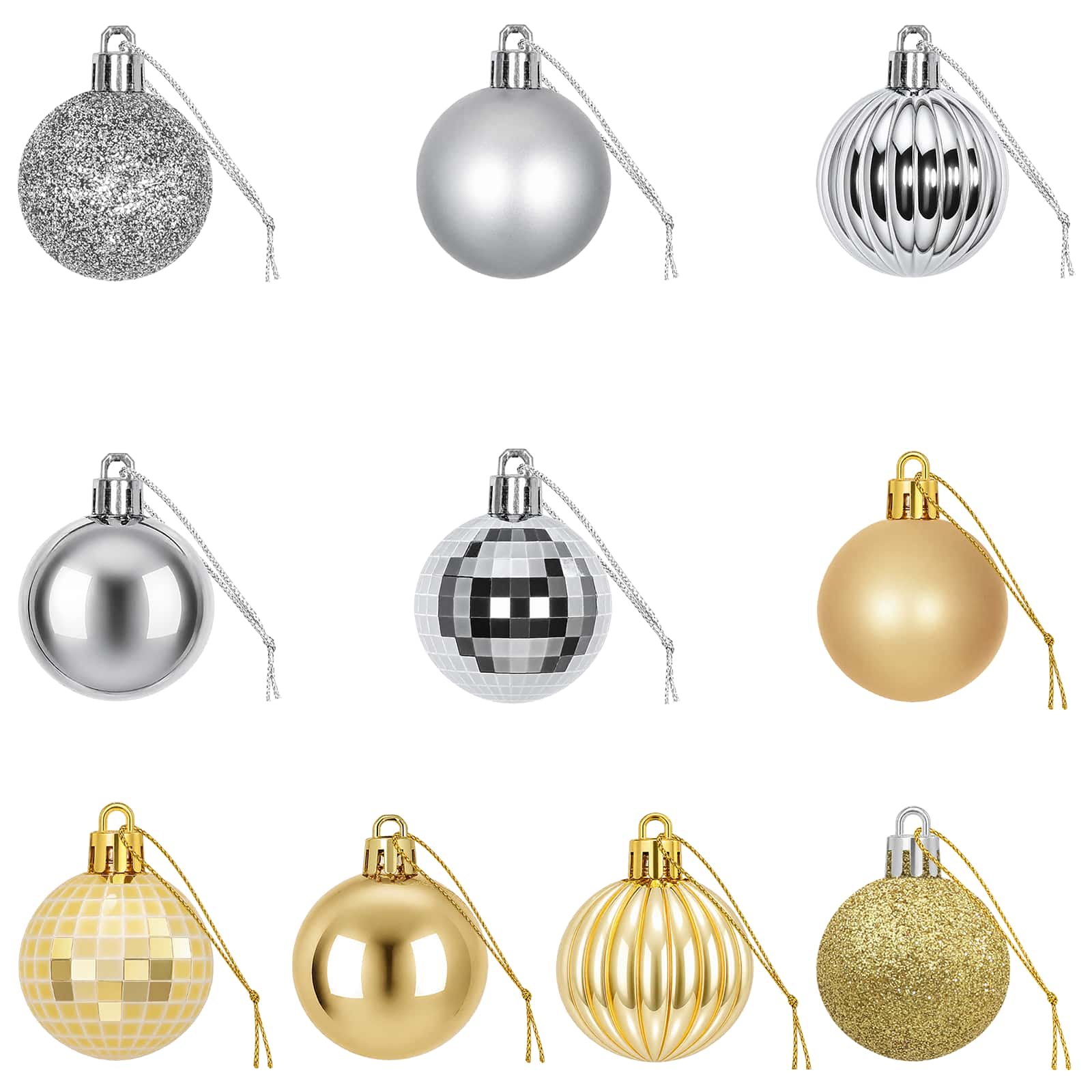 Set di Palline di Natale 100 pz Argento e oro 4 cm Polistirolo