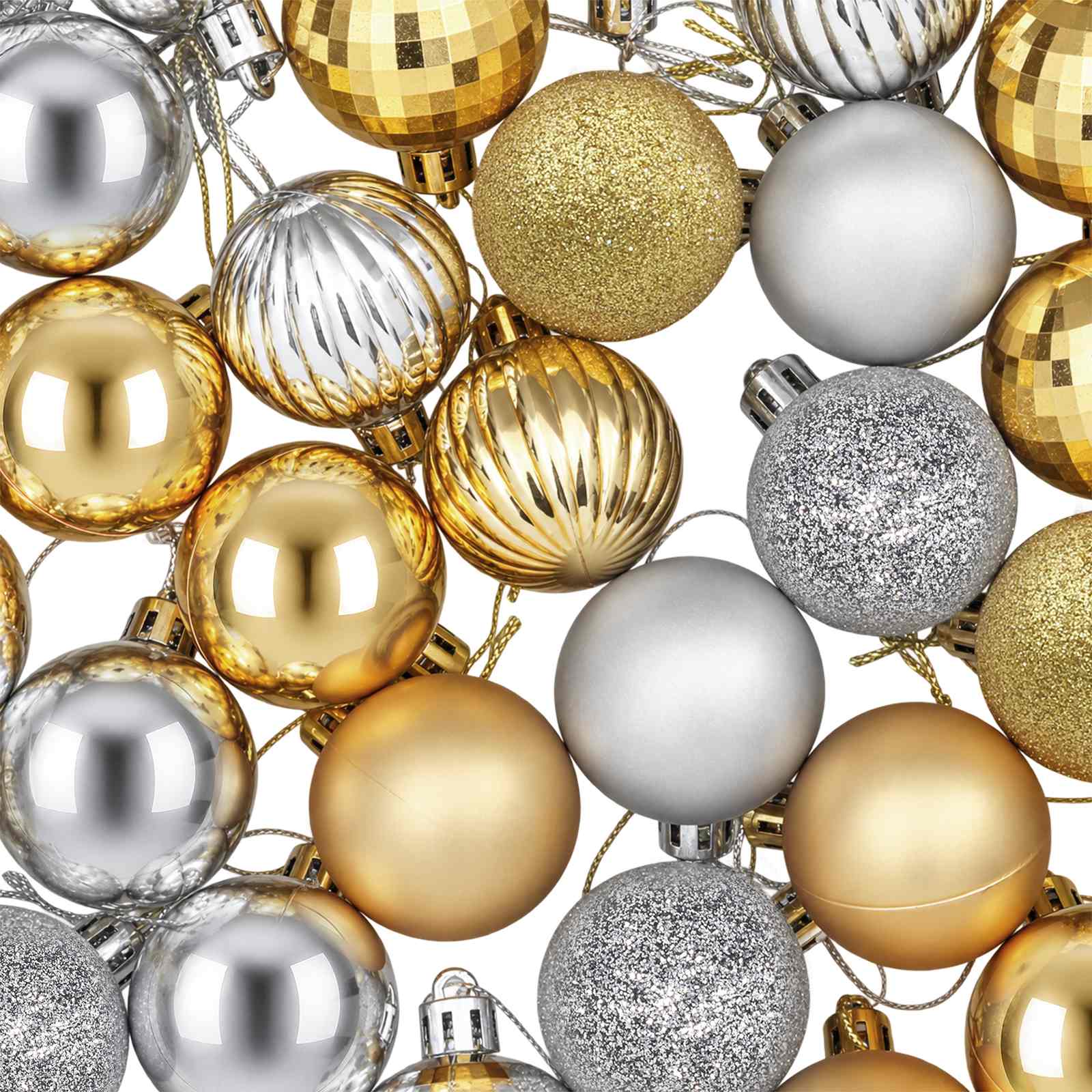 Set di Palline di Natale 100 pz Argento e oro 4 cm Polistirolo