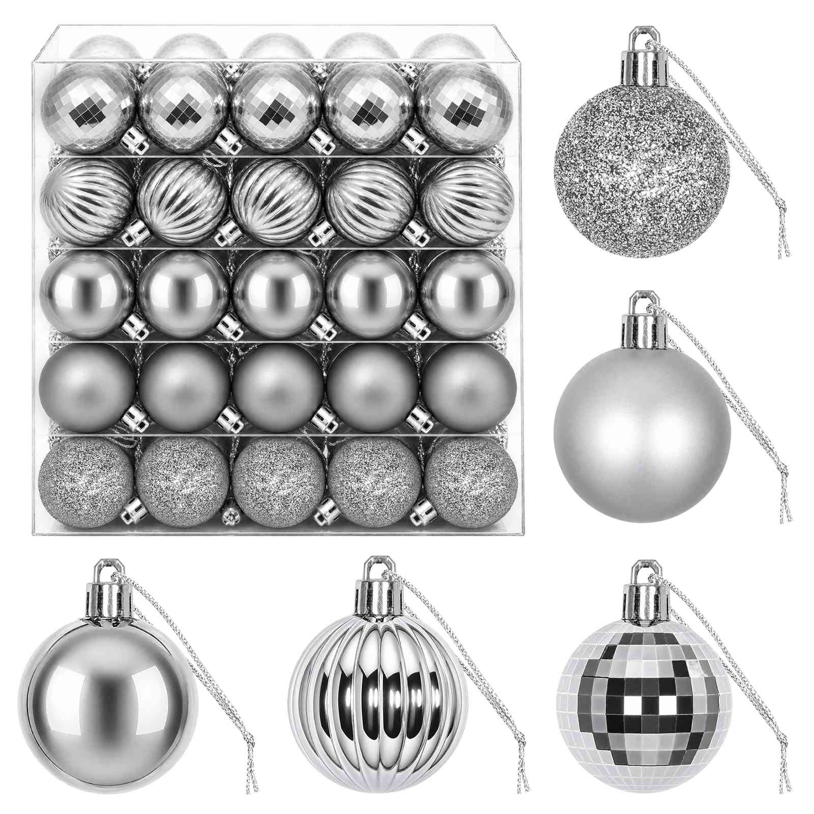 Set di Palline di Natale 100 pz Grigio 4 cm Polistirolo