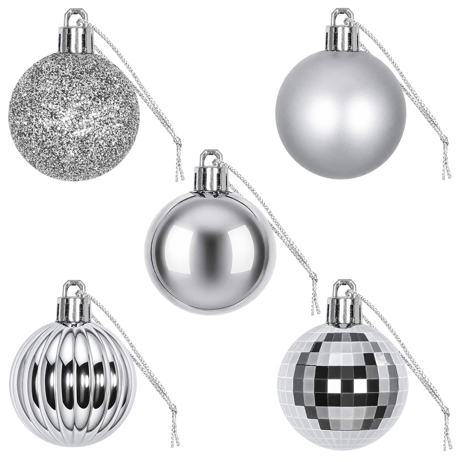 Set di Palline di Natale 100 pz Grigio 4 cm Polistirolo