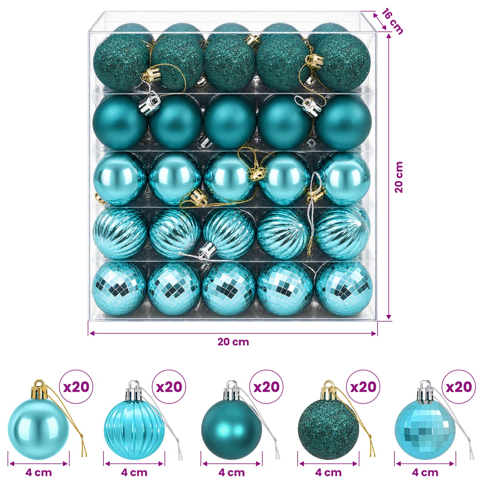 Set di Palline di Natale 100 pz Verde 4 cm Polistirolo