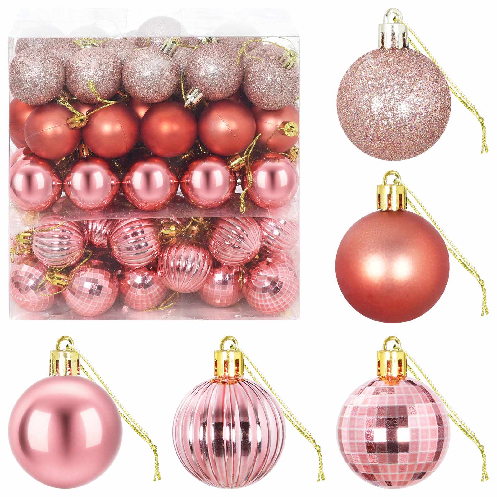 Set di Palline di Natale 100 pz Rosa e rosé 4 cm Polistirolo