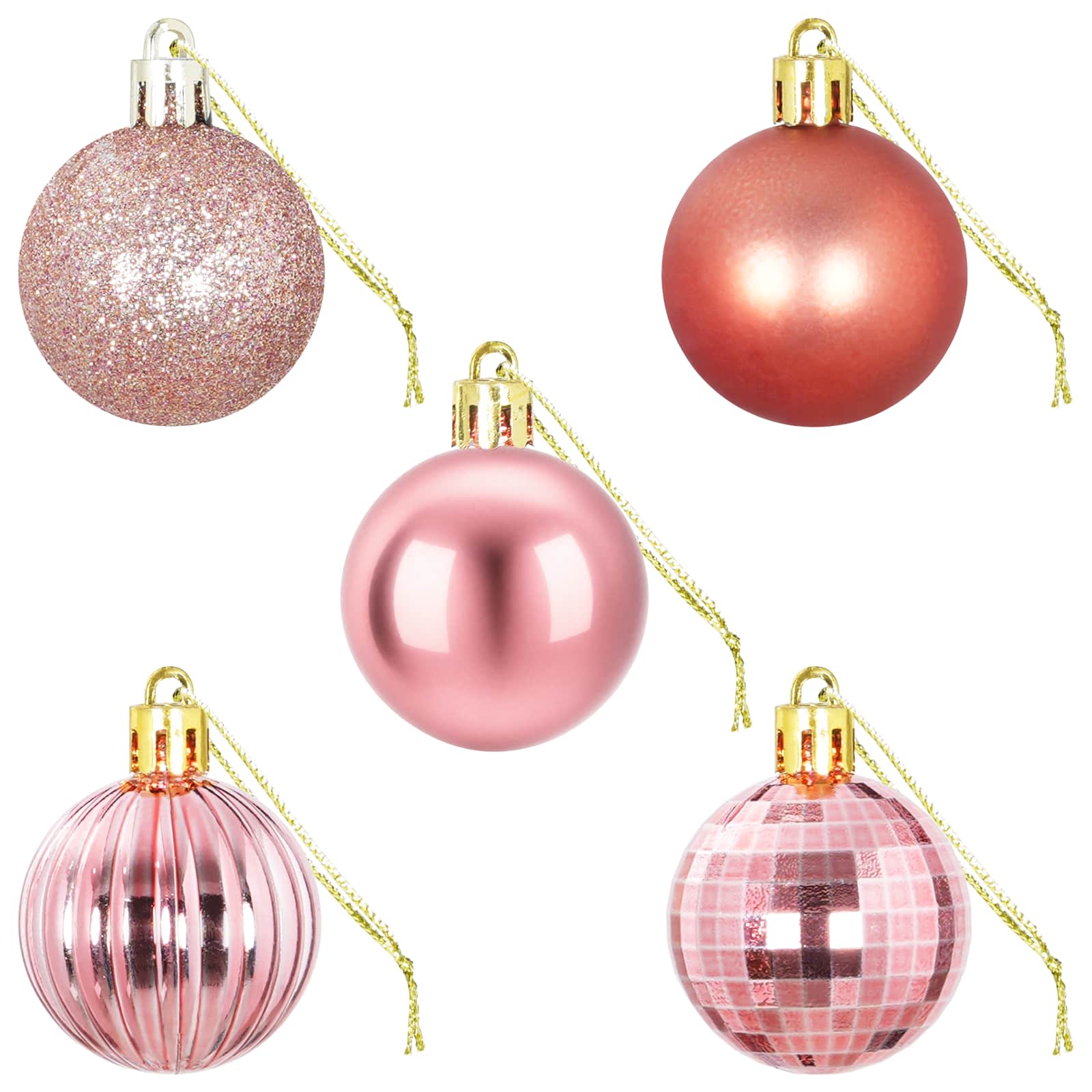 Set di Palline di Natale 100 pz Rosa e rosé 4 cm Polistirolo