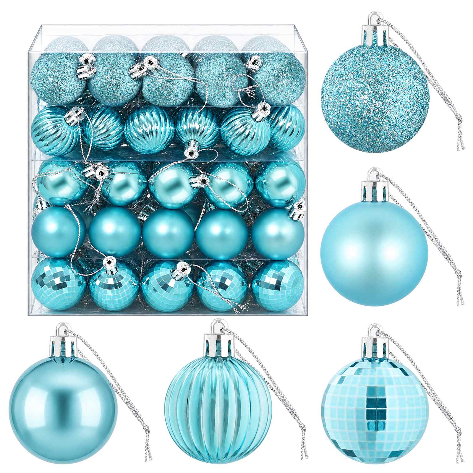 Set di Palline di Natale 100 pz Turchese 4 cm Polistirolo