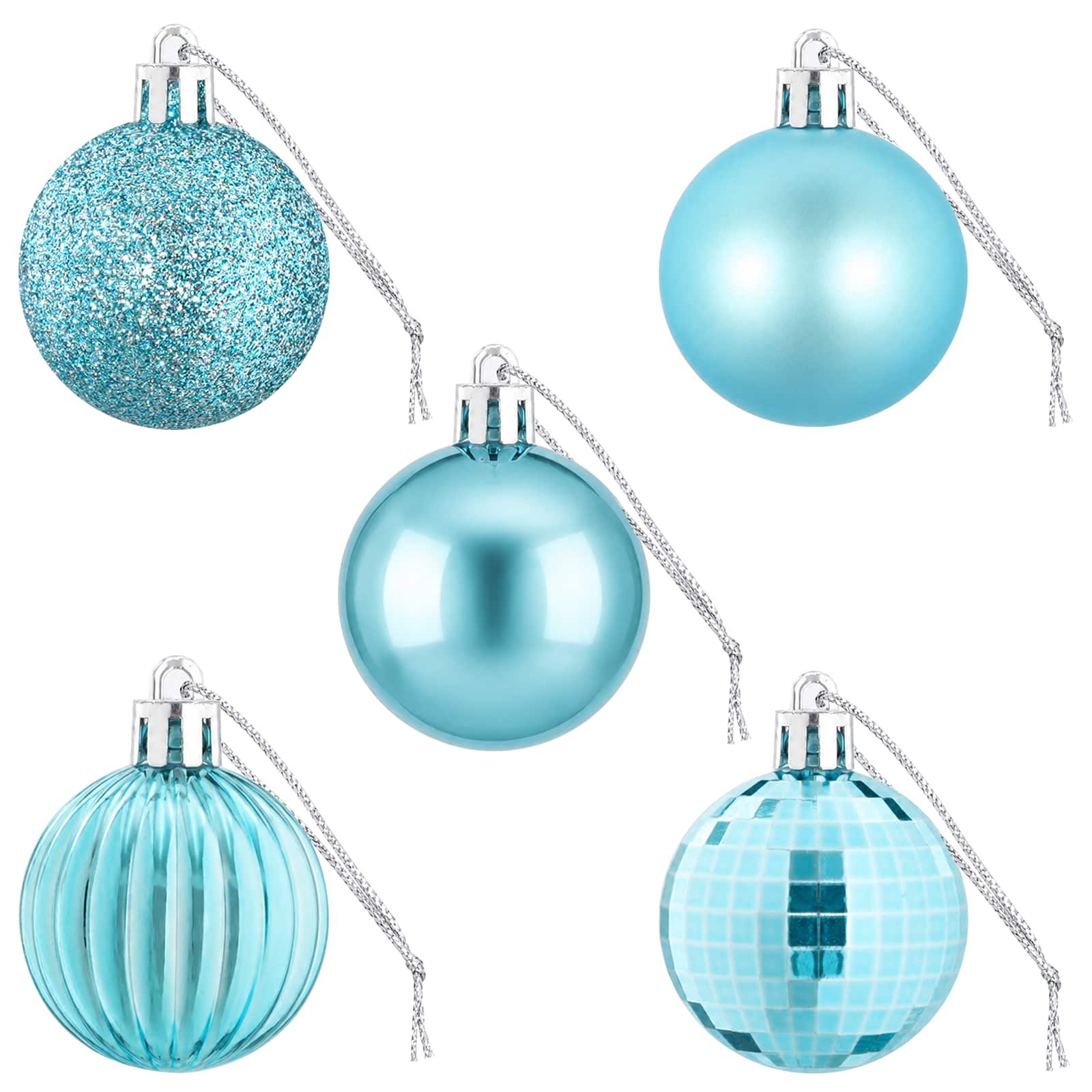 Set di Palline di Natale 100 pz Turchese 4 cm Polistirolo