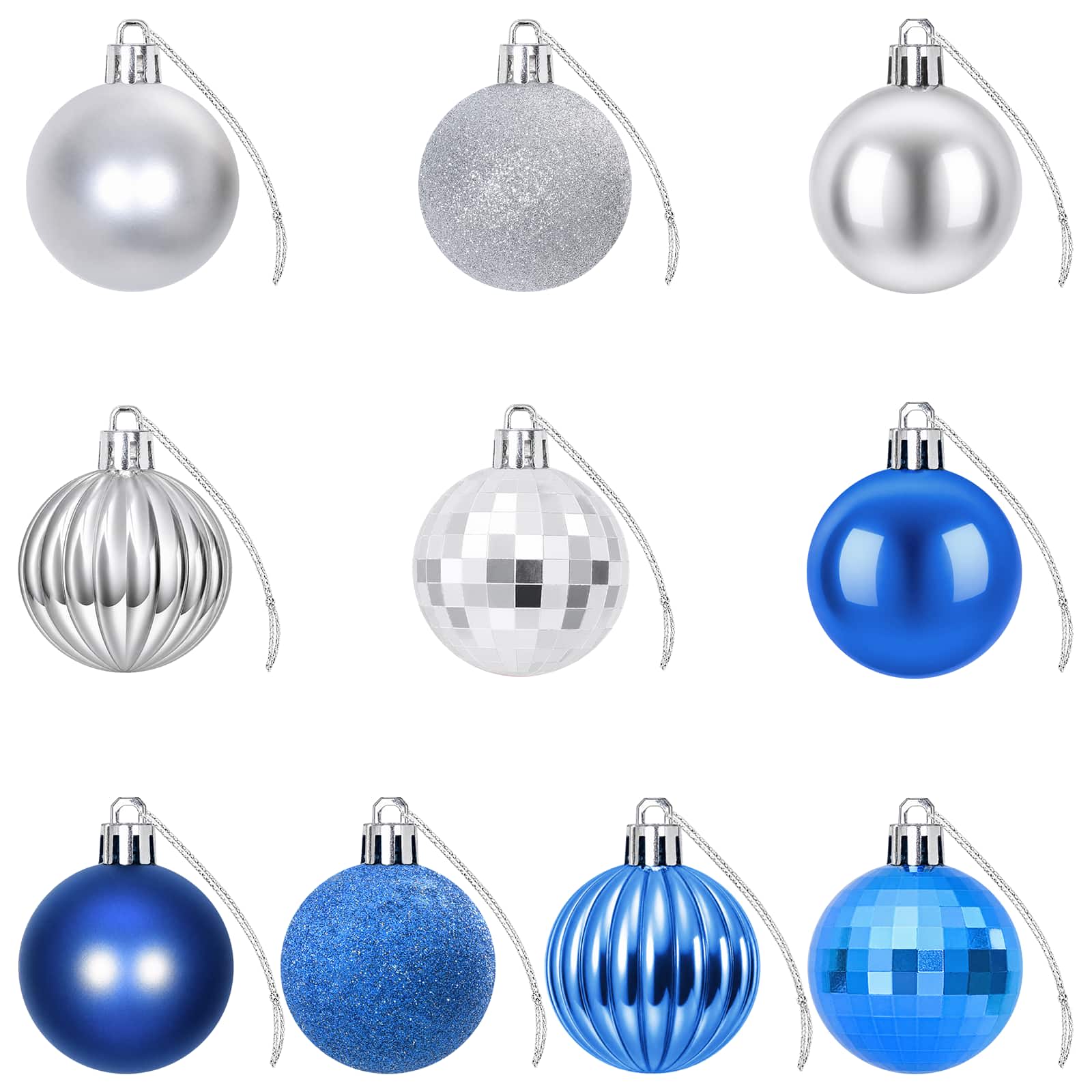 Set di Palline di Natale 100 pz Blu e argento 4 cm Polistirolo