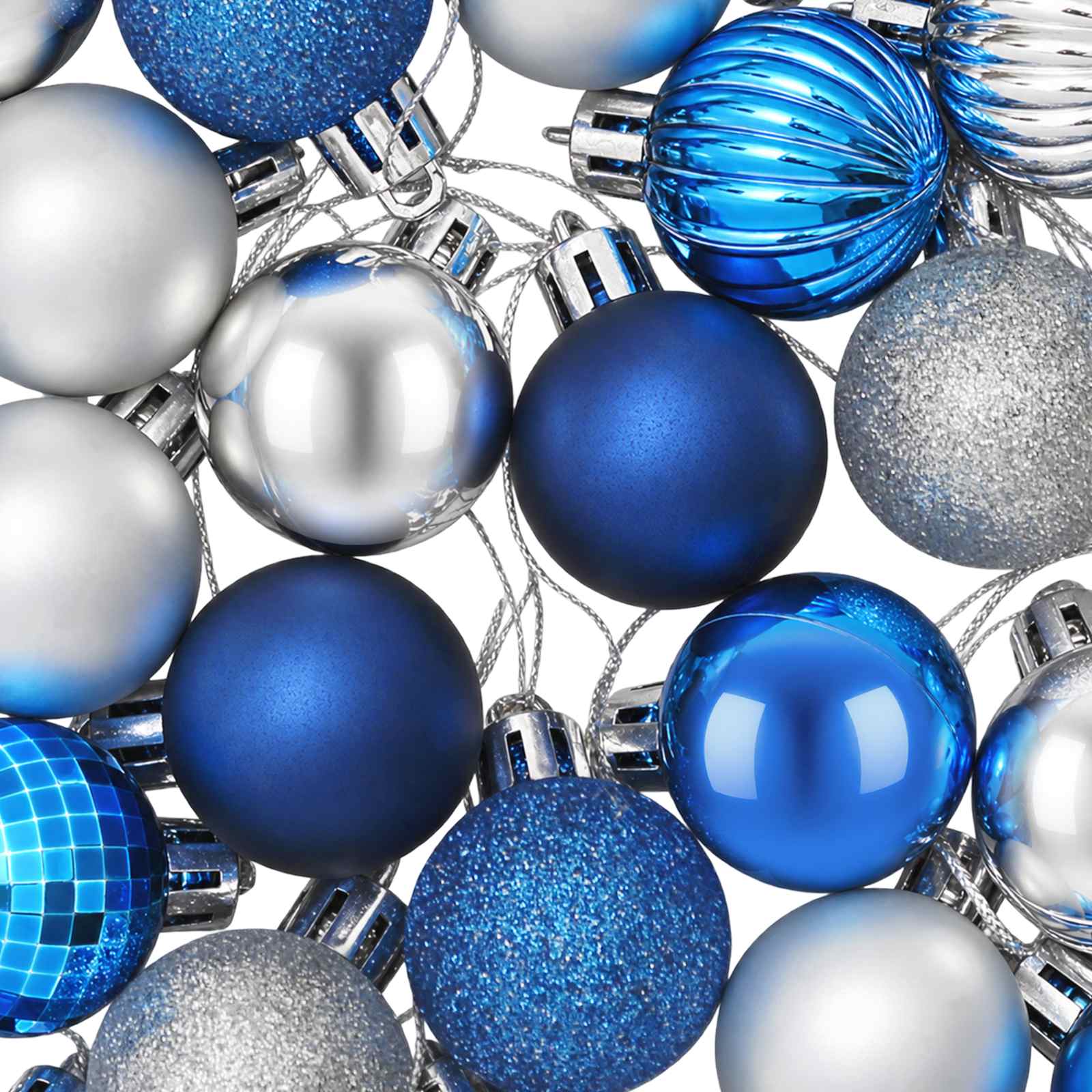 Set di Palline di Natale 100 pz Blu e argento 4 cm Polistirolo