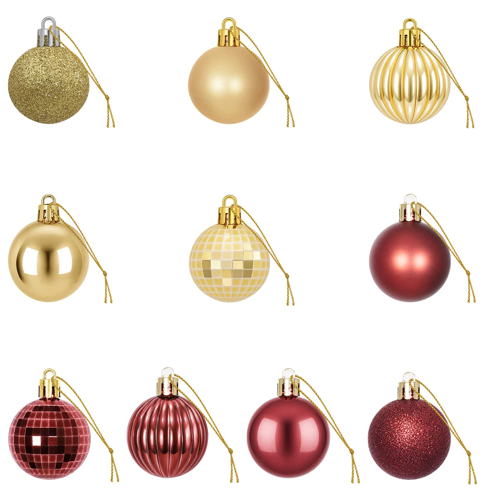 Set di Palline di Natale 100 pz Oro e rosso vino 4 cm