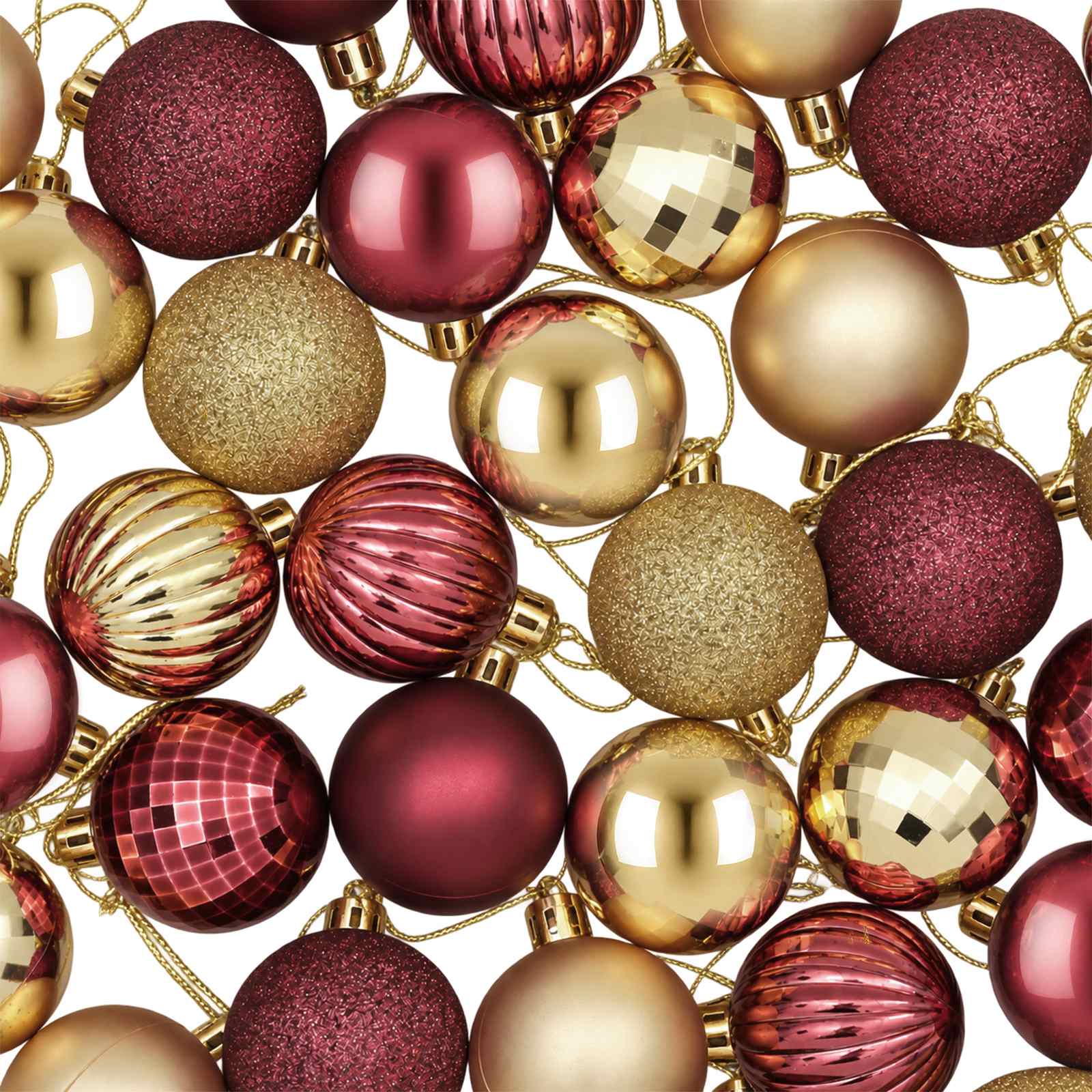 Set di Palline di Natale 100 pz Oro e rosso vino 4 cm