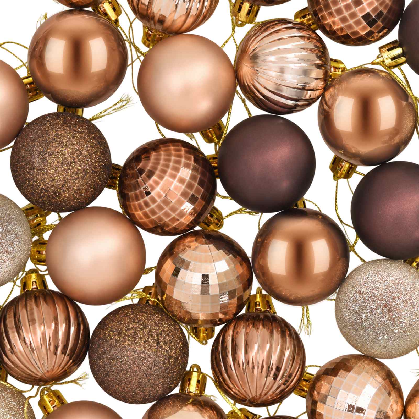 Set di Palline di Natale 100 pz Champagne e marrone 4 cm