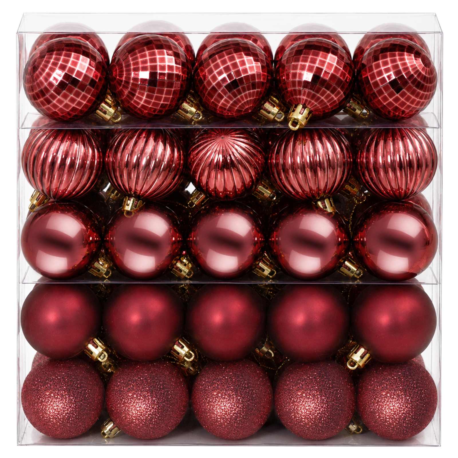 Set di Palline di Natale 100 pz Rosso Vino 4 cm Polistirolo