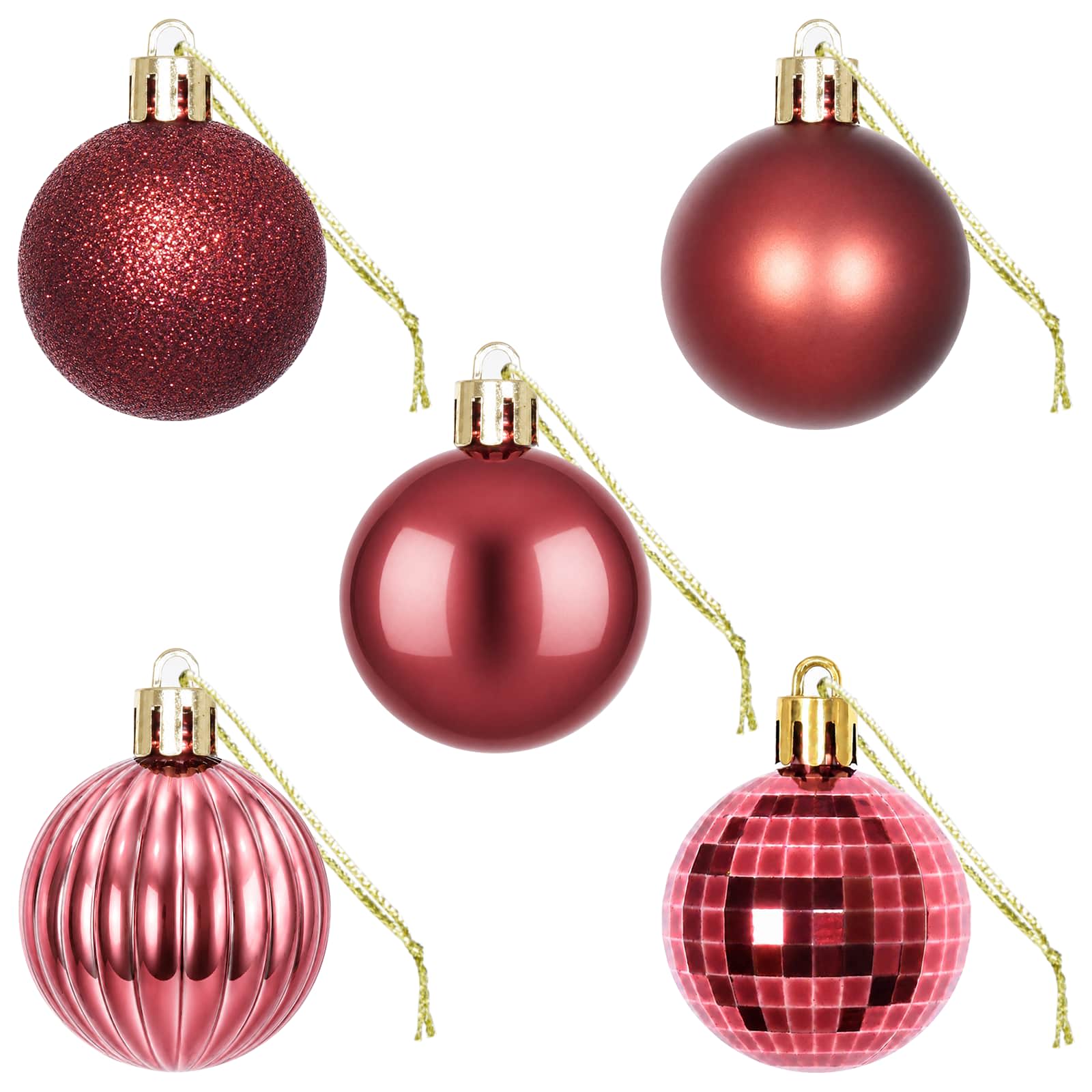 Set di Palline di Natale 100 pz Rosso Vino 4 cm Polistirolo