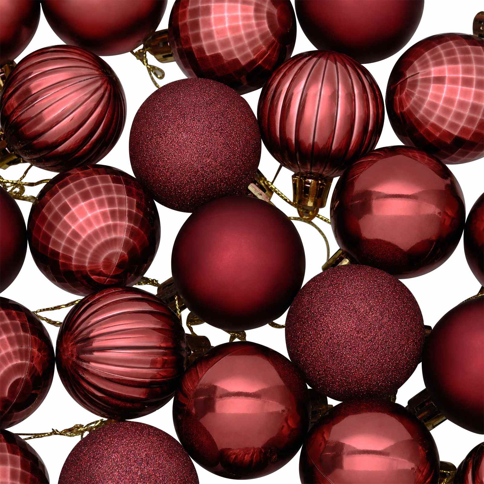 Set di Palline di Natale 100 pz Rosso Vino 4 cm Polistirolo