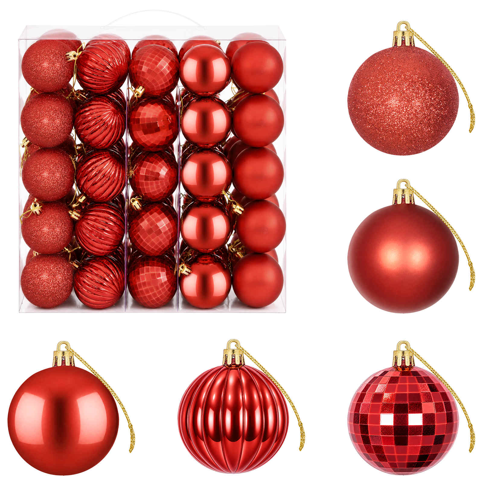 Set di Palline di Natale 75 pz Rosso 6 cm Polistirolo