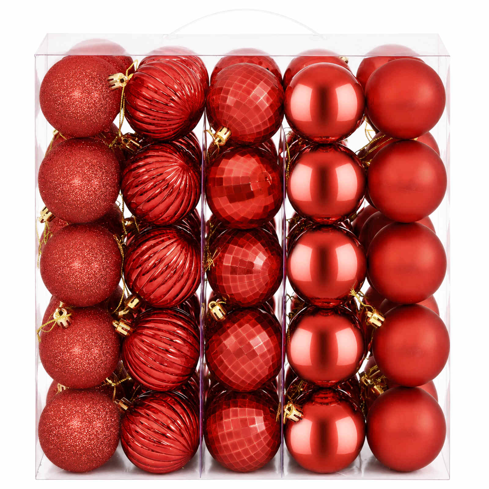 Set di Palline di Natale 75 pz Rosso 6 cm Polistirolo