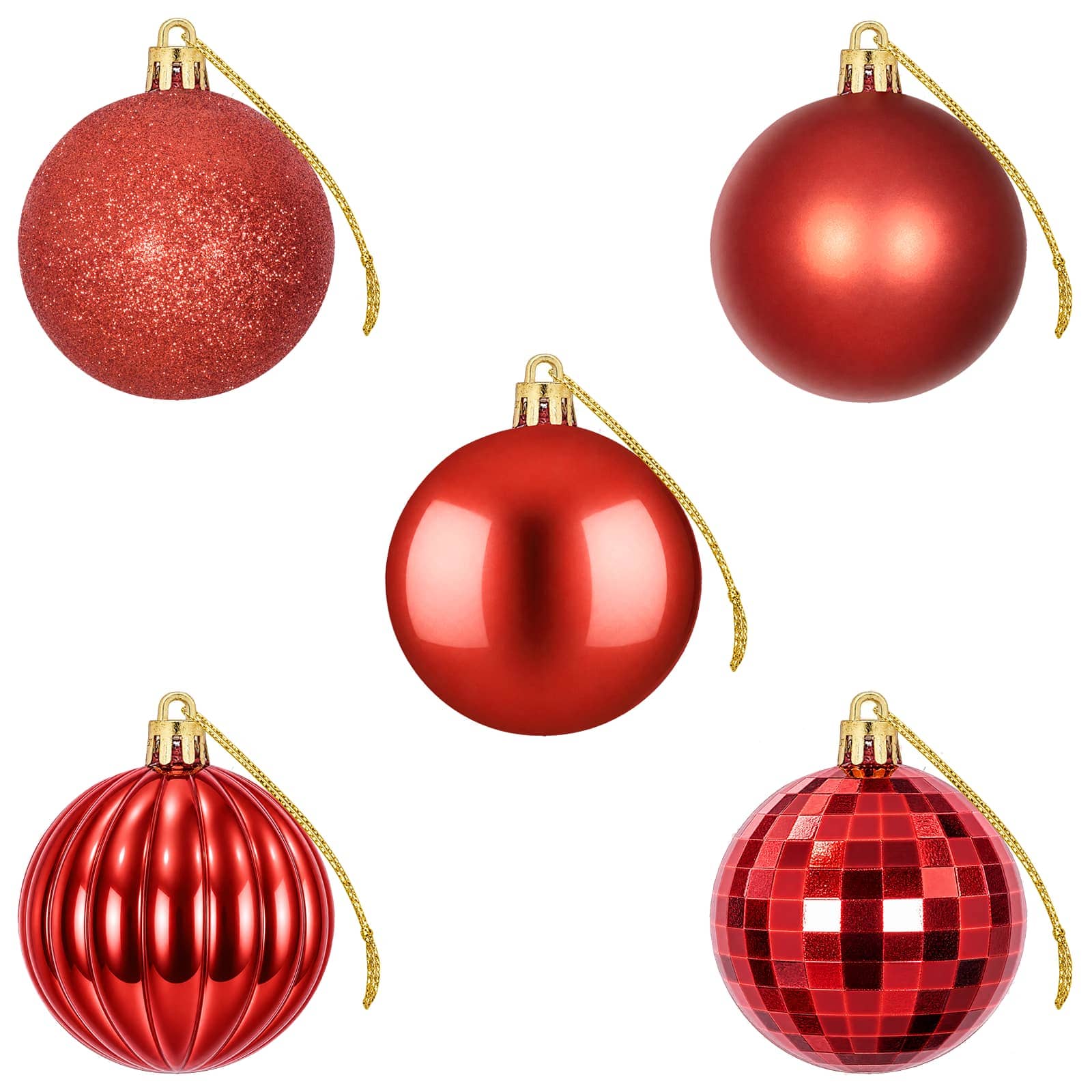 Set di Palline di Natale 75 pz Rosso 6 cm Polistirolo
