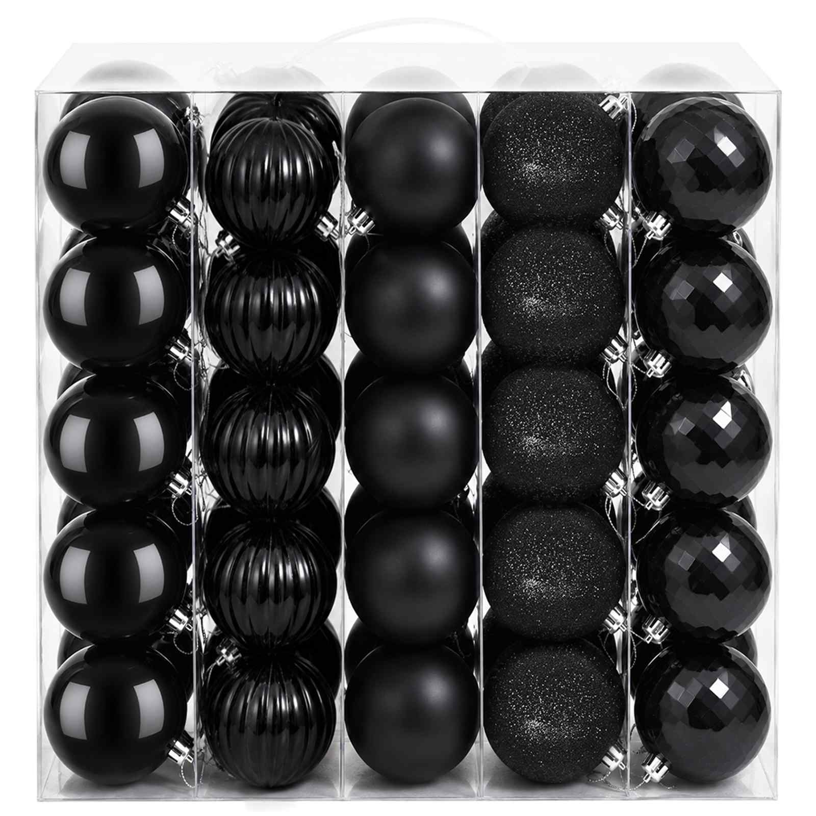 Set di Palline di Natale 75 pz Nero 6 cm Polistirolo