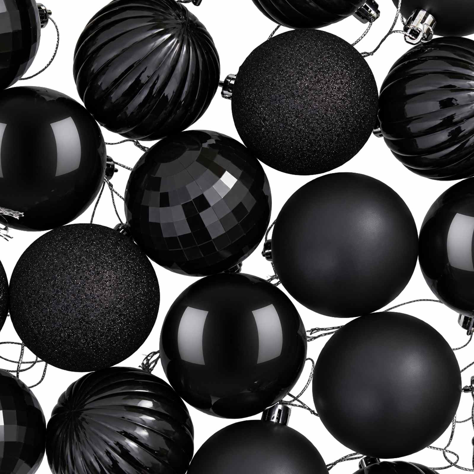 Set di Palline di Natale 75 pz Nero 6 cm Polistirolo