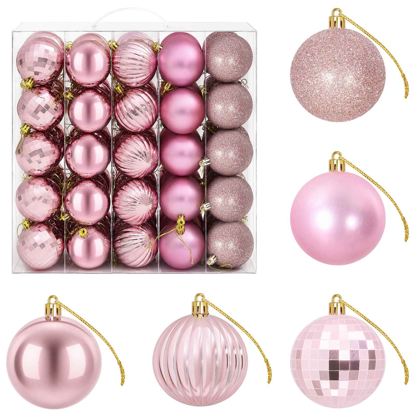 Set di Palline di Natale 75 pz Rosa 6 cm Polistirolo