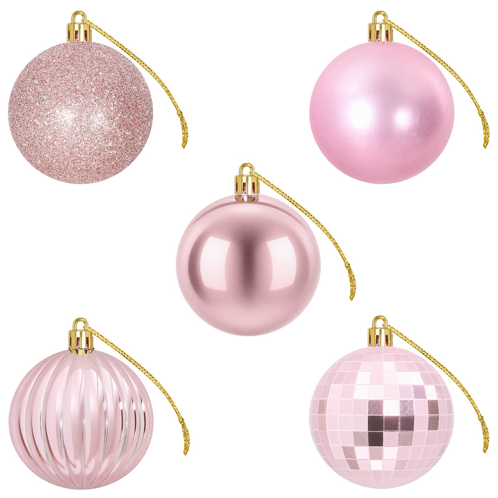 Set di Palline di Natale 75 pz Rosa 6 cm Polistirolo