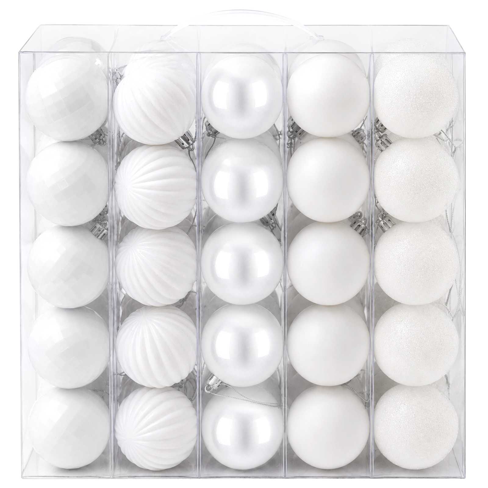 Set di Palline di Natale 75 pz Bianco 6 cm Polistirolo